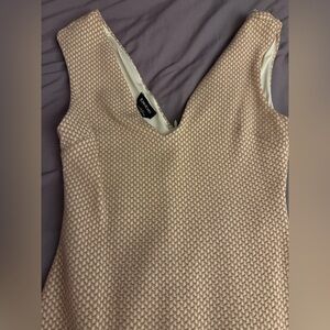 bebe Cream Sleeveless V-Neck Sheath Dress